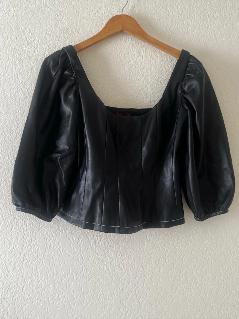 STAUD SWELLS FAUX LEATHER CORSET TOP
